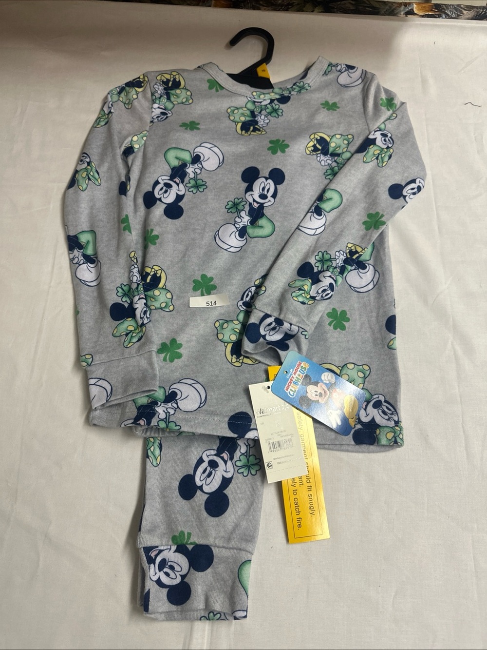Kids Gray Mickey & Minnie Print Pajama Set